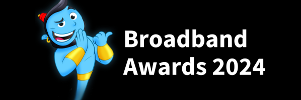 picture of a genie celebrating with the words broadband awards 2024